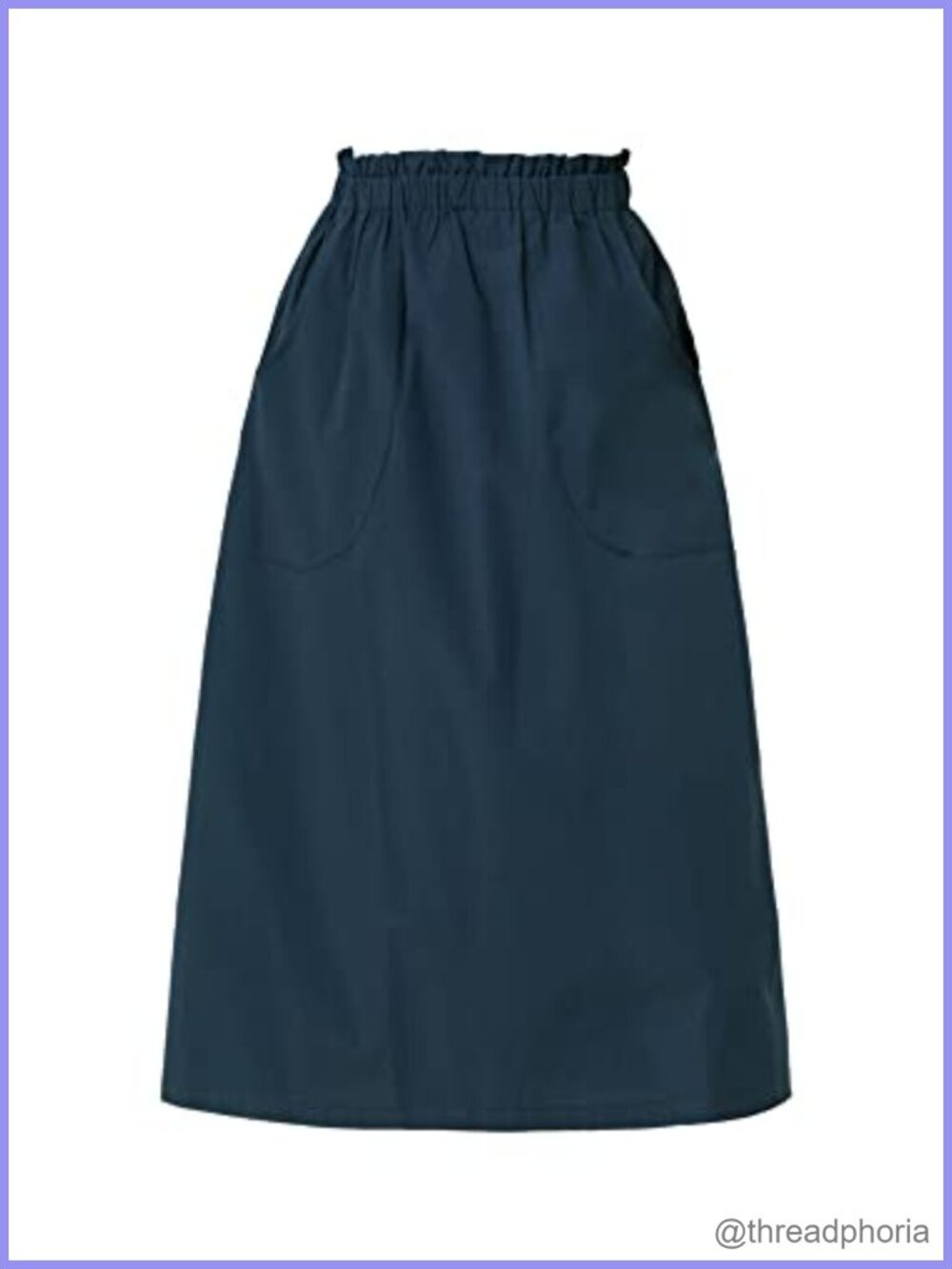 Cotton A-Line Midi Skirt Elastic High Waist Casual Modest